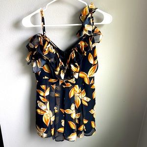 Black and floral romper.